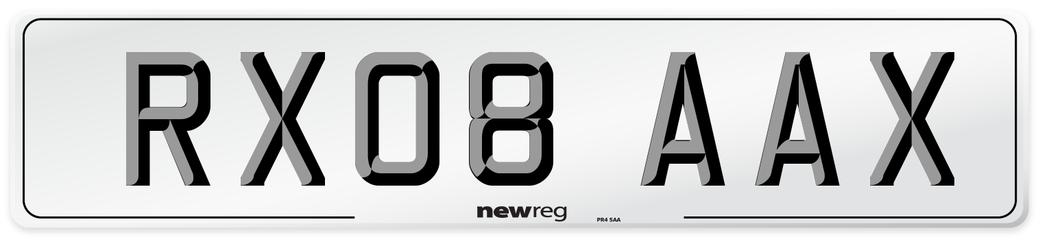 RX08 AAX Number Plate from New Reg